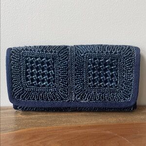 Vintage Italian Navy Woven Clutch
